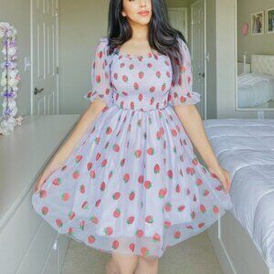 Lilac Tulle Mini Strawberry Dress